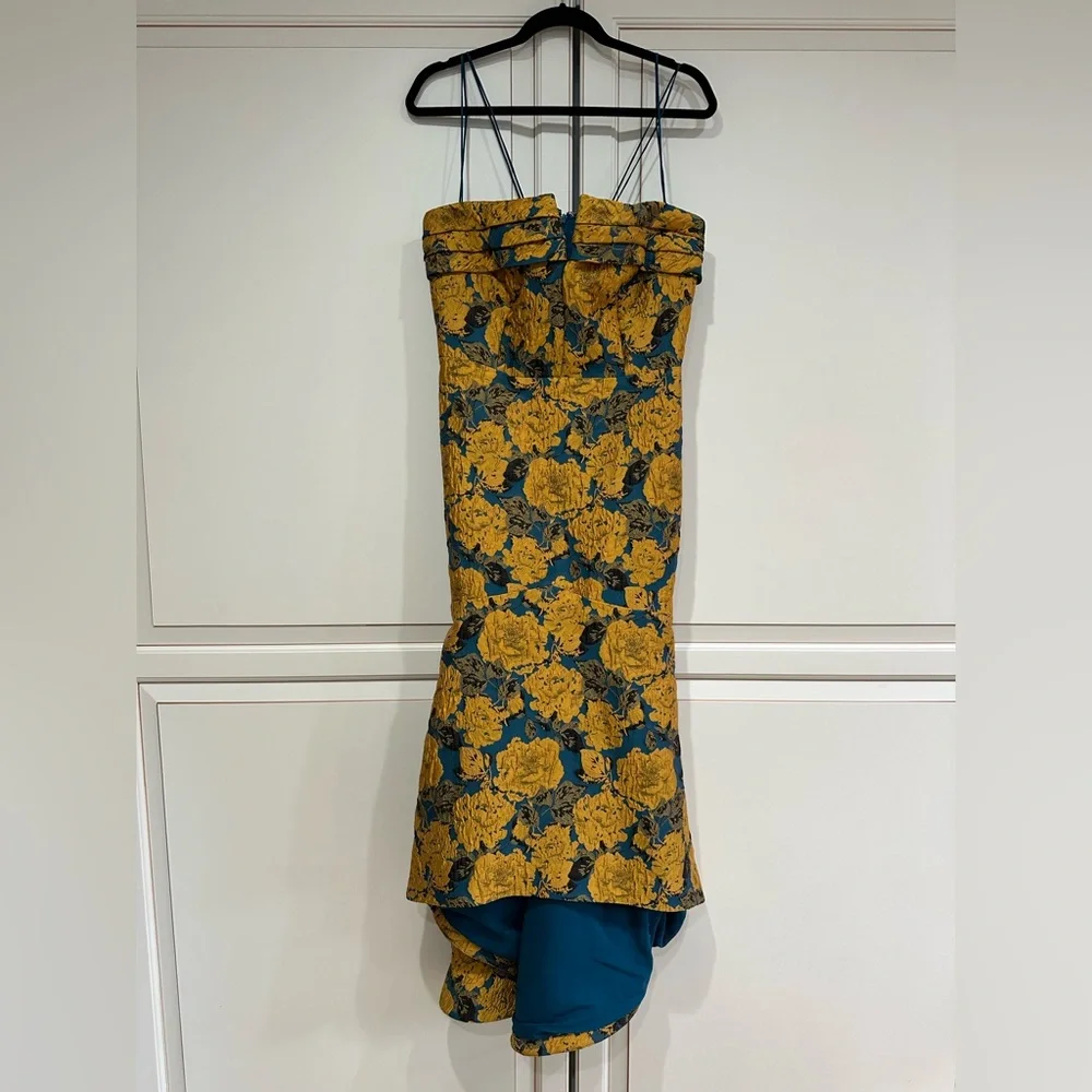Theia Octavia Floral Fit-&-Flare Dress Neptune (D2) - Picture 7 of 8